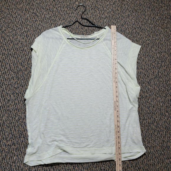 WE THE FREE Women's Lemon Lime Sheer Striped Short Sleeve Jewel Neck Top L - Picture 11 of 16